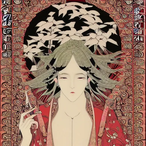 Prompt: virgo horoscope sign intricate complexity, by takato yamamoto, wlop, krenz cushart. cinematic dramatic atmosphere, sharp focus