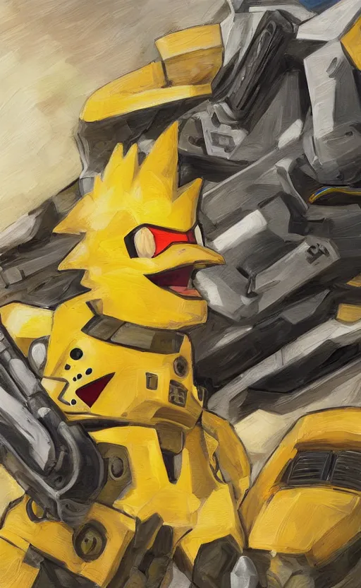 Prompt: zapdos pokemon playing as master chief, oil on canvas, intricate, 8 k highly professionally detailed, hdr, cgsociety