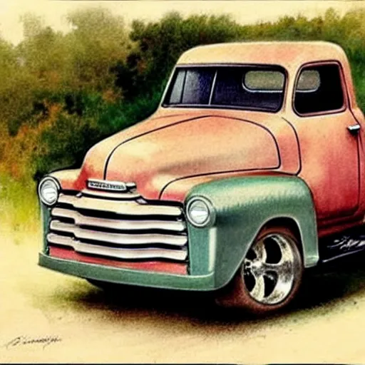 Image similar to (((((1950s pickup truck . muted colors.))))) by Jean-Baptiste Monge !!!!!!!!!!!!!!!!!!!!!!!!!!!