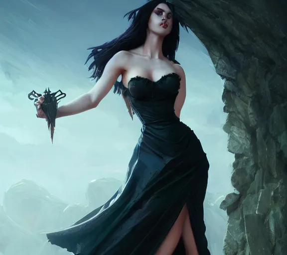 Image similar to morrigan aenslandcasting magic, a charming succubus, strapless dress, fantasy, d & d, by greg rutkowski and raymond swanland, sharp focus, trending on artstation, 8 k realistic digital art, cryengine, symmetric, sharp focus, concept art, frostbite 3 engine