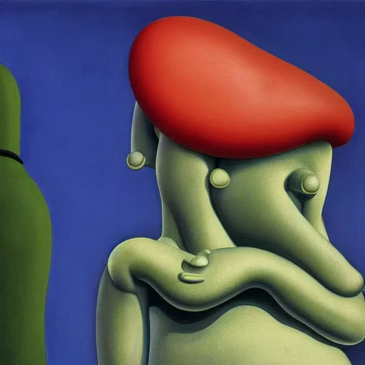 Prompt: statue of squidward by Fernando Botero