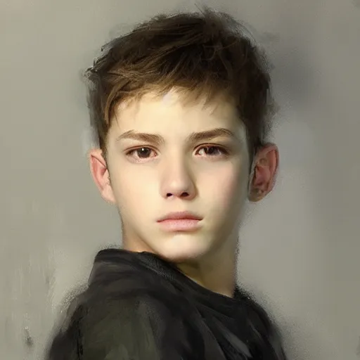 Prompt: stunning teen boy portrait by ruan jia