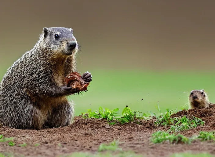 Image similar to groundhog eating a worm