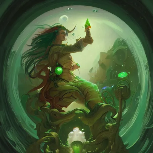 Prompt: a green rescue life belt by Peter Mohrbacher