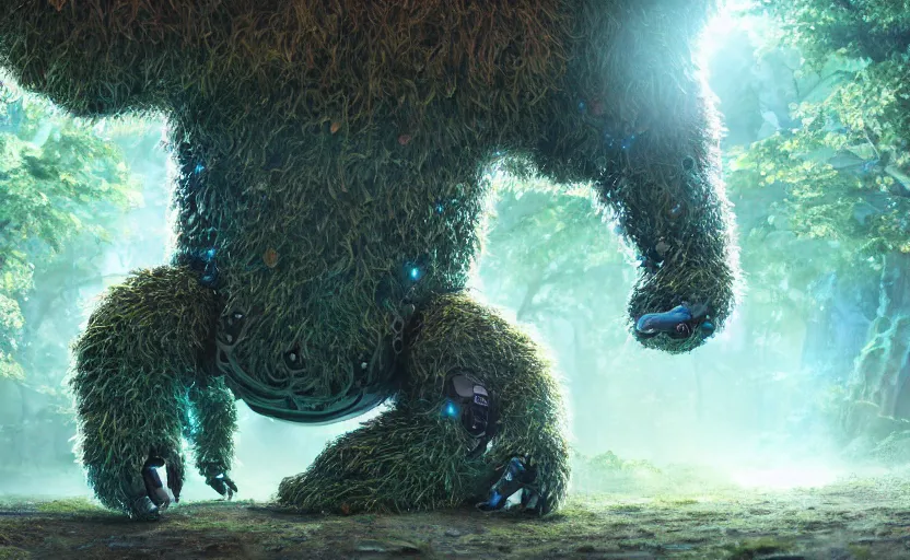 Image similar to microscopic tardigrades, magical forest, water bear, robots, concept art, intricate details, highly detailed, photorealistic, disney pixar, octane render, iridescent, anime, 8 k