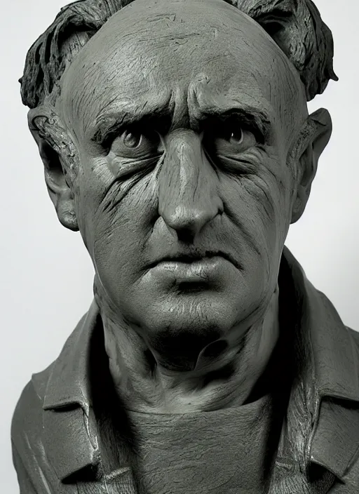 Image similar to stylised bust sculpture of Jonny Rotten, beautiful studio lighting