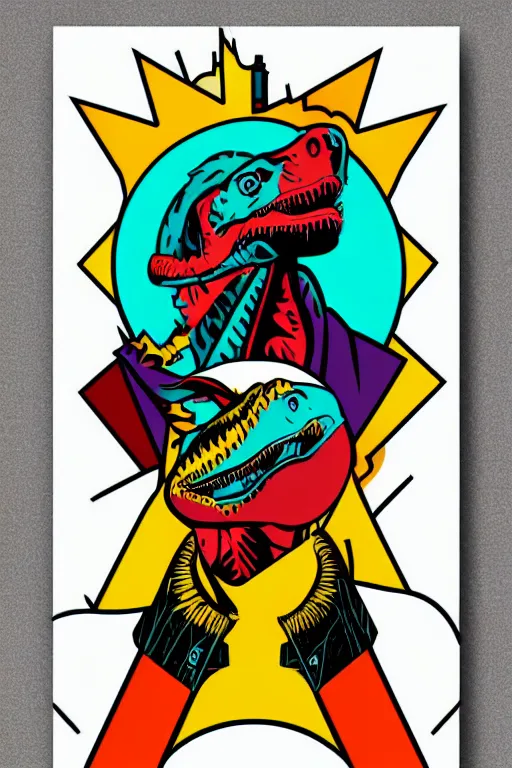 Image similar to dinosaur 7 6 retro futurist illustration art by butcher billy, sticker, colorful, illustration, highly detailed, simple, smooth and clean vector curves, no jagged lines, vector art, smooth andy warhol style