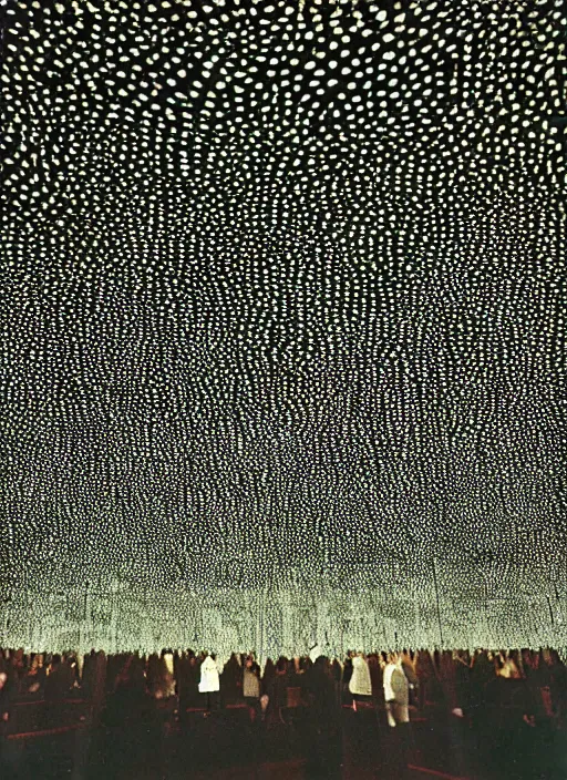 Image similar to a photograph of a museum light installation designed by yayoi kusama, 3 5 mm, color film camera, dezeen, architecture