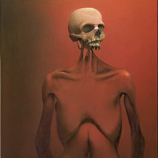 Image similar to human remains, painted by zdzisław beksinski