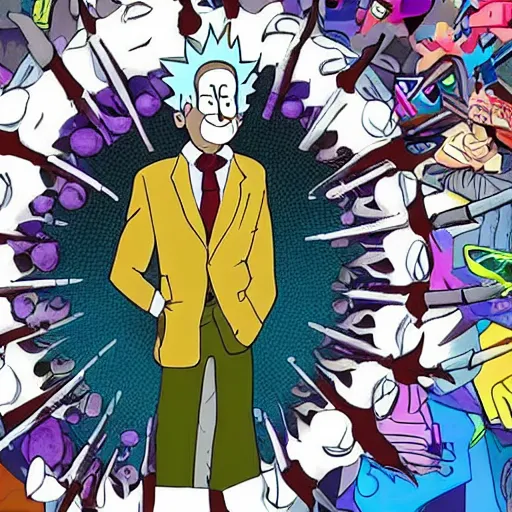 Image similar to !dream the roll of Rick Sanchez will be played by Bill Murray, spikey hair, white lab coat, photography