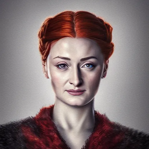 Image similar to portrait sansa stark, high detail, dramatic light