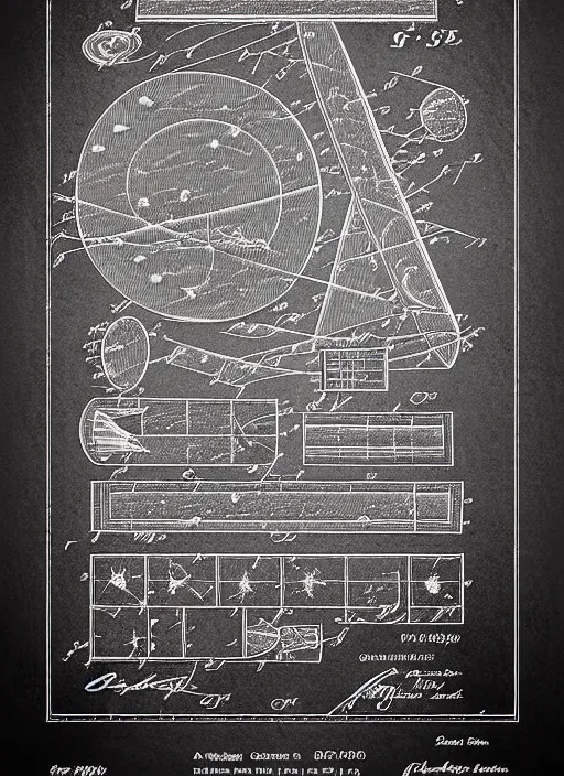 Image similar to a graphic design poster of the isometric detailed blueprint of the astronomy comets and stars medieval engraving, patent illustration, no text 1 9 9 0, poster design, japan graphic comics manga art illustration, silkscreen risograph, greyscale monochrome