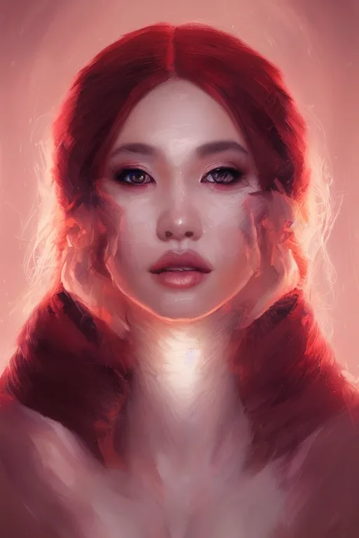 Image similar to a detailed portrait of a beautiful woman with ( red panda ) features, in professional makeup, dramatic lighting, by artgerm, ross tran, greg rutkowski, 4 k, trending on artstation