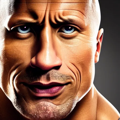 Image similar to dwayne johnson with really narrow eyes, portrait, studio photography, studio lighting, high detail, 8 k