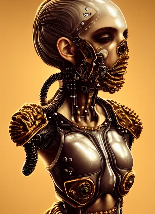 Image similar to soft lustrous hard tech ivory biotech raver gutter punk cyborg bioweapon, golden ratio, details, sci - fi, dark fantasy, cyberpunk, intricate, decadent, ornate, highly detailed, digital painting, octane render, 8 k, artstation, concept art, smooth, sharp focus, illustration, art by artgerm, loish, wlop