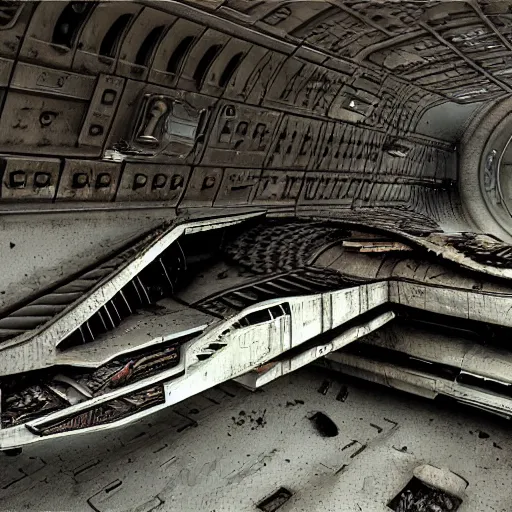 Prompt: crashed spaceship on an abandoned planet giger