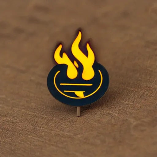 Image similar to minimalistic fire warning flame circle enamel pin retro design