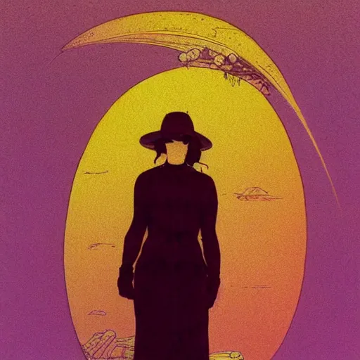 Prompt: a woman by moebius