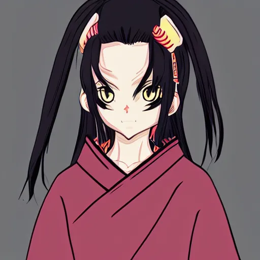 Prompt: anime - style digital art of a samurai cat girl