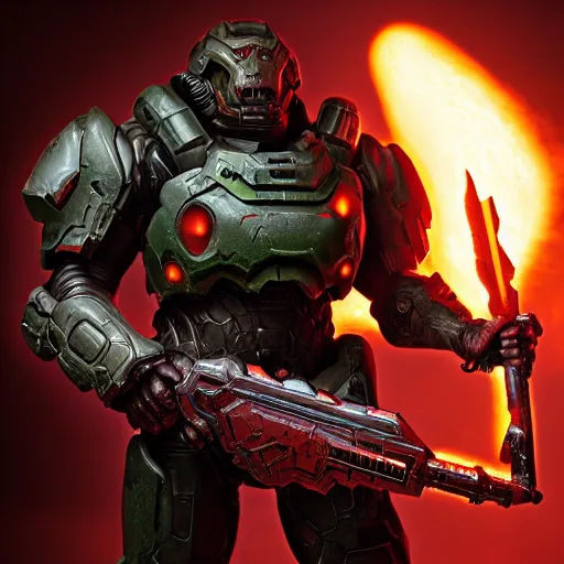 Image similar to doom slayer from doom eternal, photography