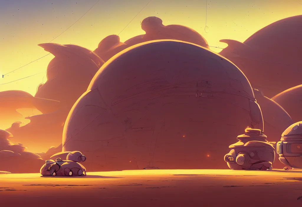 Image similar to a small and chubby spaceship in a desert at dawn with electric cables on the ground, intricate oil painting, high detail illustration, sharp high detail, manga and anime 1 9 9 9, official fanart behance hd artstation by jesper ejsing and makoto shinkai, 4 k,