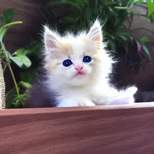 Prompt: smol fluffy cute kitten