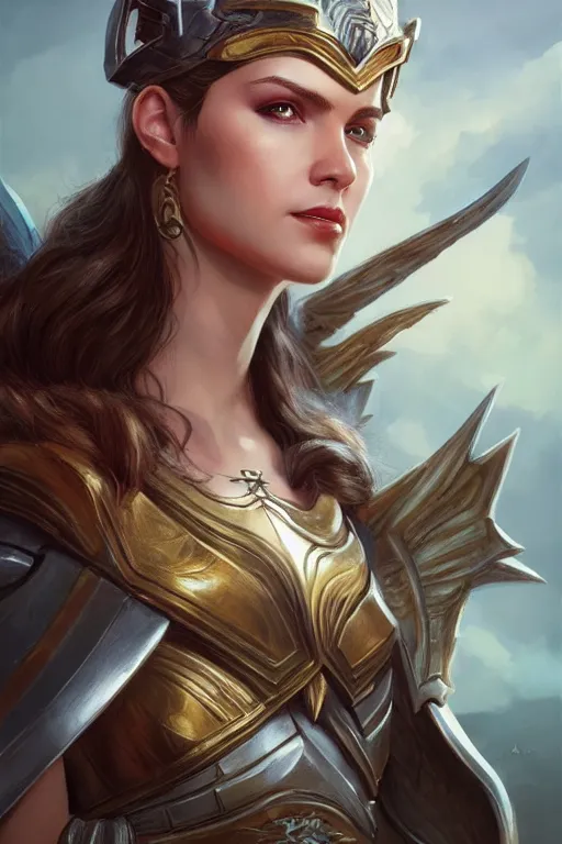 Image similar to amazon valkyrie athena, d & d, fantasy, portrait, highly detailed, headshot, digital painting, trending on artstation, concept art, sharp focus, illustration, art by artgerm and greg rutkowski and magali villeneuve