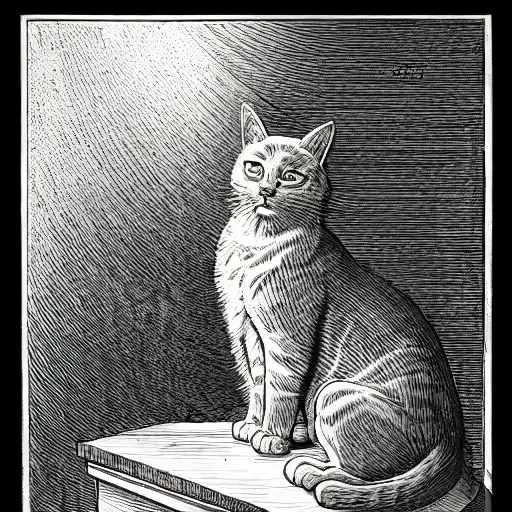 Image similar to Franklin Booth illustration of a cat