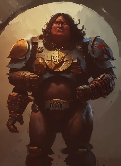 Image similar to illustration of chubby conan obrien with muscles in warhammer 4 0 k, by greg rutkowski artstation