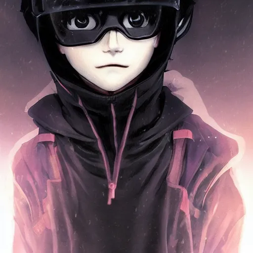 Prompt: very cool killua zoldyck with mask, streetwear, techwear, cyberpunk style outfit, full body, nose piercing, detailed portrait, intricate complexity, by greg rutkowski, artgerm, ross tran, conrad roset, takato yomamoto, ilya kuvshinov. 4 k, beautiful, cinematic dramatic atmosphere