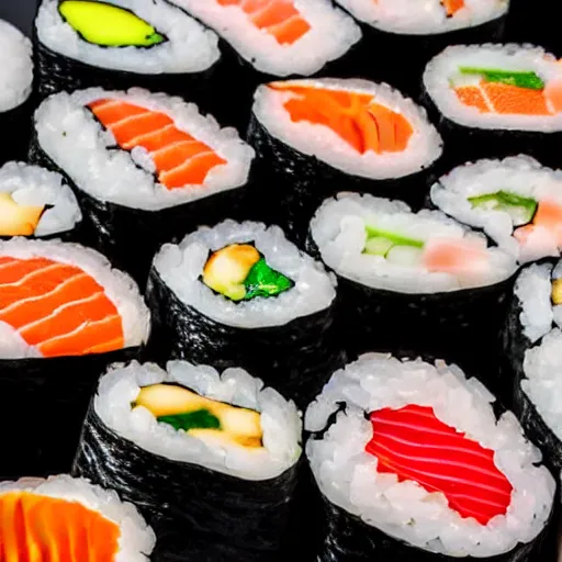 Prompt: close up photography of delicious sushi roll, detailed, photorealistic