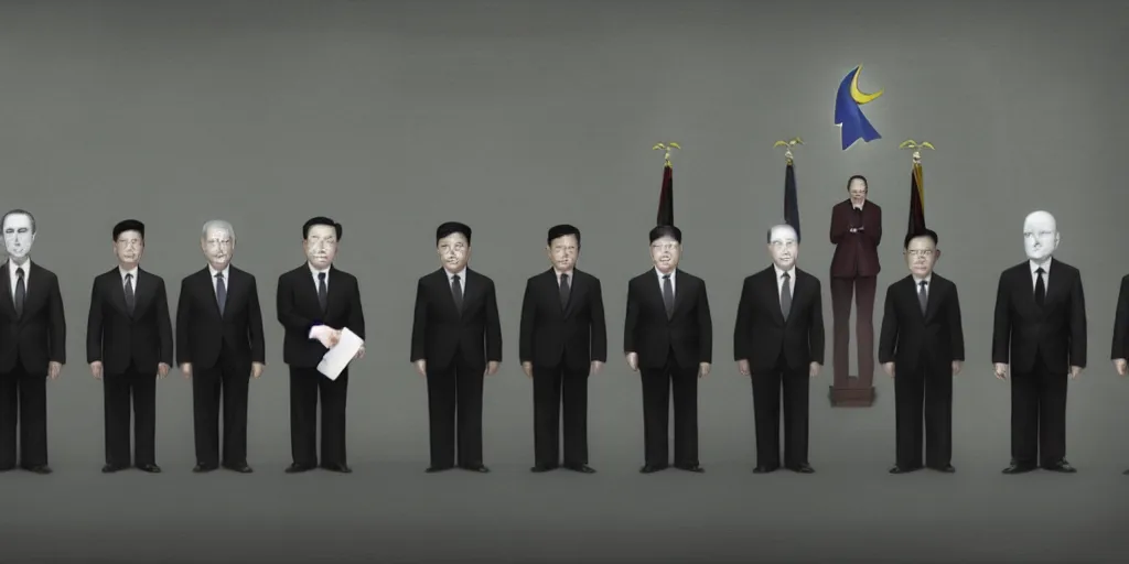 Image similar to whitehouse politicians in black handing over technology to the ccp, inspired by mark ryden, concept art, digital art