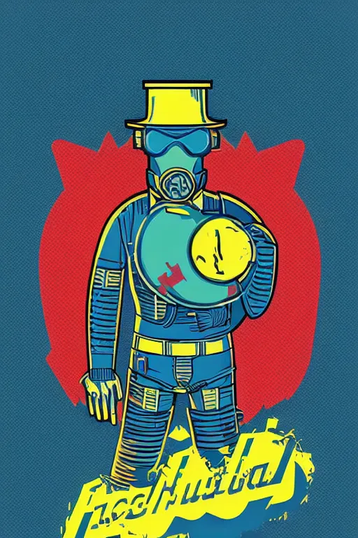 Image similar to fallout 7 6 retro futurist illustration art by butcher billy, sticker, colorful, illustration, highly detailed, simple, smooth and clean vector curves, no jagged lines, vector art, smooth andy warhol style