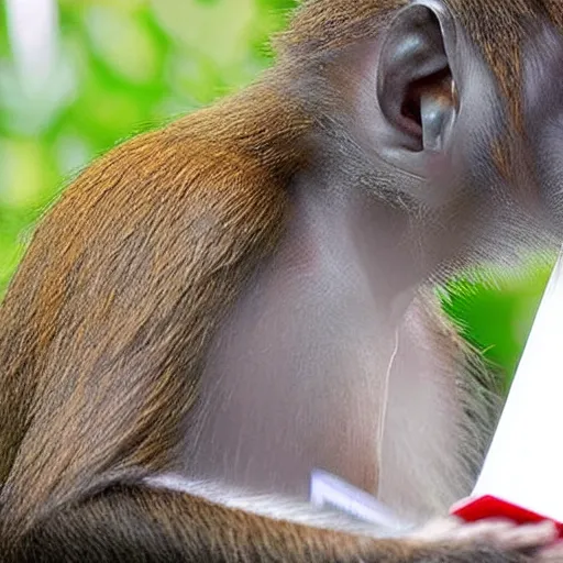 Image similar to monkeys learning to read book, 4 k, realistic, realistic, detailed