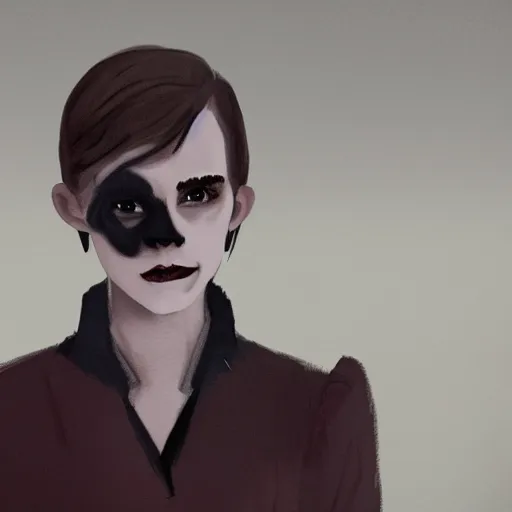 Prompt: a sleep paralysis demon that vaguely looks like emma watson