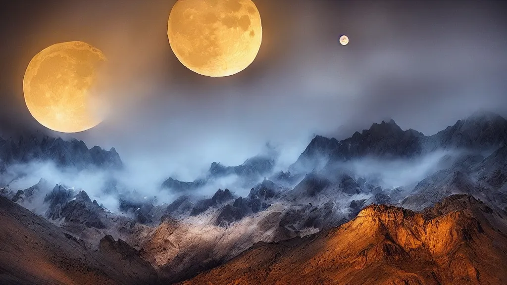 Image similar to amazing landscape photo of the moon by marc adamus, beautiful dramatic lighting