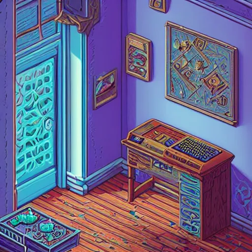 Image similar to 9 0 s bedroom, beautiful detailed pixelart by albertov, intricate details, beautiful, dithered gradients, volumetric lighting, cgsociety, artstation, smooth, sharp focus, 2 d illustration, amazing art by dan mumford, old school computer game graphics, crpg, d & d, pixel art