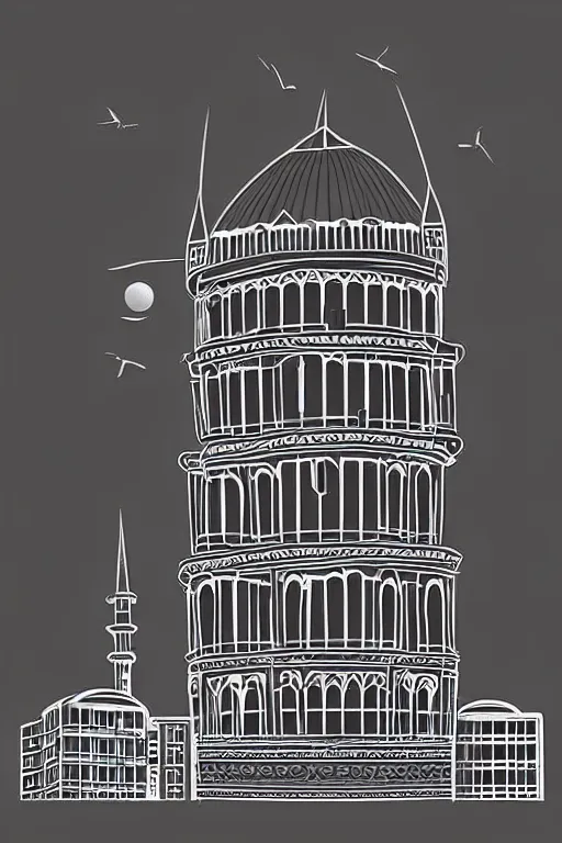 Image similar to minimalist boho style art of galata tower istanbul, illustration, vector art