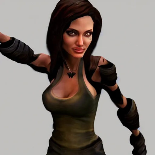 Image similar to angelina jolie dota skin, angelina jolie as a character in the video game dota, 3 d render, video game