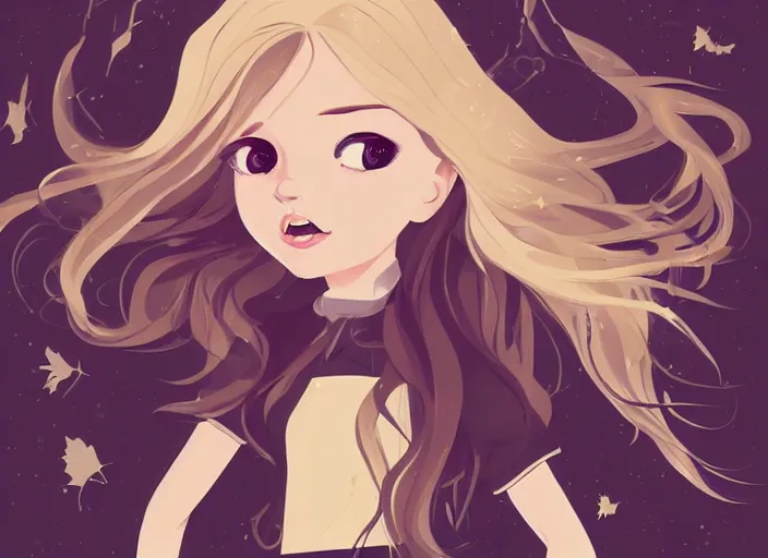 Image similar to little girl with long blonde hair on halloween. clean cel shaded vector art. shutterstock. behance hd by lois van baarle, artgerm, helen huang, by makoto shinkai and ilya kuvshinov, rossdraws, illustration, art by ilya kuvshinov