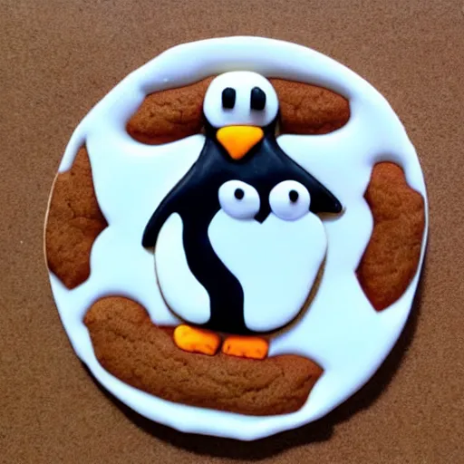 Image similar to cookie in the shape of linux penguin