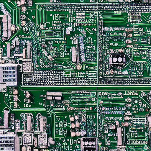 Prompt: circuit board city