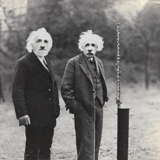 Image similar to vintage photo of Einstein and Thomas Alva Edison