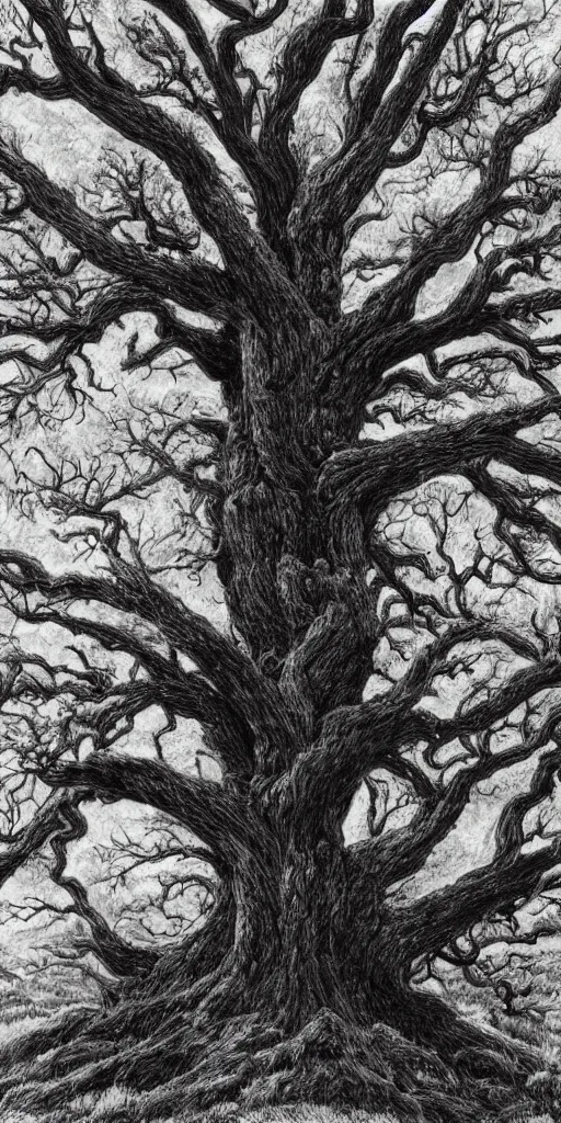 Prompt: a detailed portrait of a ancient tree