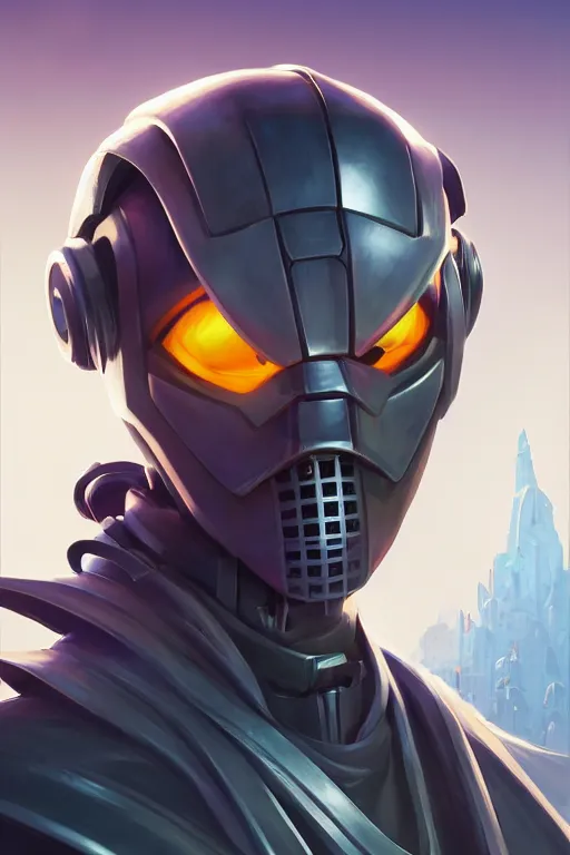 Image similar to epic mask helmet robot ninja portrait stylized as fornite style game design fanart by concept artist gervasio canda, behance hd by jesper ejsing, by rhads, makoto shinkai and lois van baarle, ilya kuvshinov, rossdraws global illumination radiating a glowing aura global illumination ray tracing hdr render in unreal engine 5