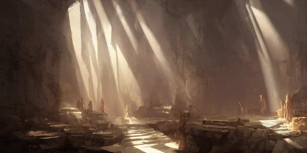 Prompt: gods basement, divine, shinig rays of light by greg rutkowski, trending on artstation