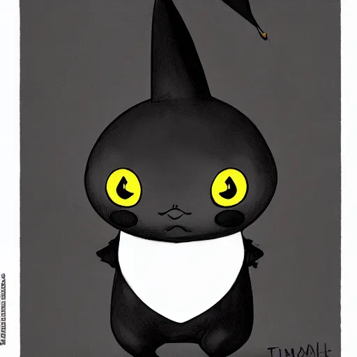 Image similar to a detailed render of pikachu as a character in a tim burton movie. Gothic, trending on artstation.