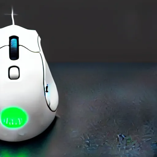 Prompt: 3 d render of white pc mouse with green eyes, unreal engine 5