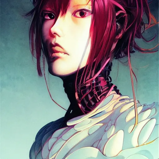 Image similar to prompt : blade character portrait soft light painted by james jean and katsuhiro otomo and erik jones, inspired by evangeleon anime, smooth face feature, intricate oil painting, high detail illustration, sharp high detail, manga and anime 1 9 9 9