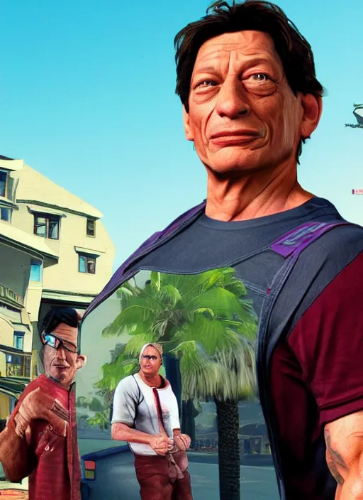 Prompt: jim varney as gta 5 cover art